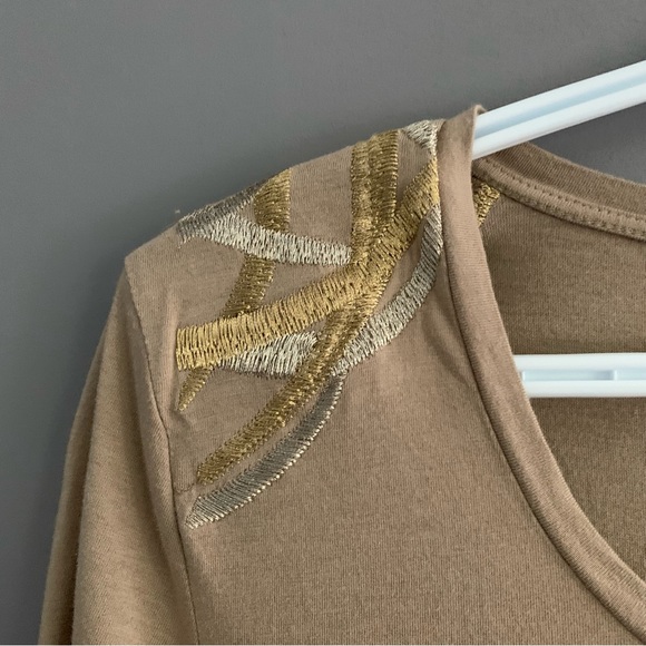 Ann Taylor Small Tan Cotton Short Sleeve Tee - Picture 3 of 10